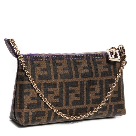 fendi spalmati zucca pochette|FENDI Zucca Spalmati Pochette Tobacco Viola .